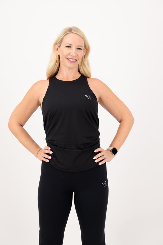 Classic Black Tie-Back Activewear Vest